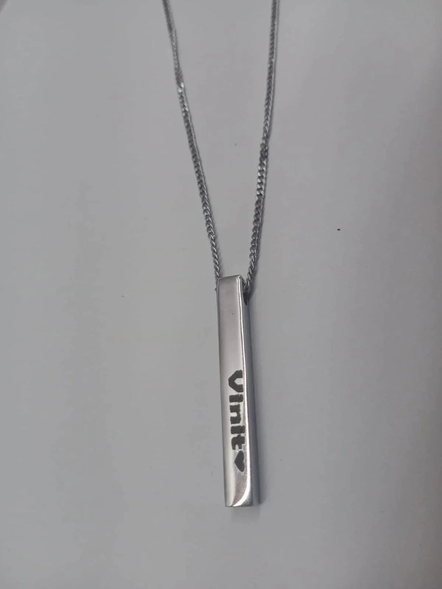 Customized 3D Bar Pendant - Silver