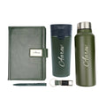 Classy Executive Diary + Classic Metal Pen + Classy Leather Metal Keychain + Classic Smart Bottle  + Stainless Steel Travell Mug - Green