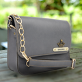 Personalized Nexon Leather Chained Sling Bag - Grey