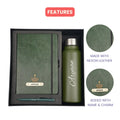 Classy Hardcover Diary + Classic Metal Pen + Classic Smart Bottle - Green