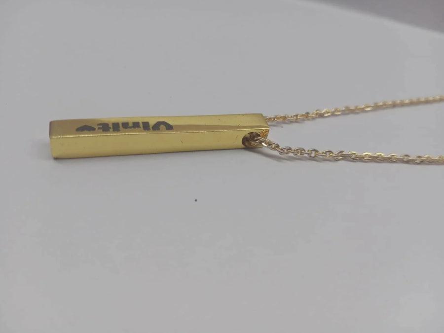 Customized 3D Bar Pendant - Gold