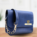 Personalized Nexon Leather Chained Sling Bag - Royal Blue