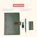 Classy Executive Diary + Classic Metal Pen + Classy Leather Metal Keychain + Classy Card Holder - Green