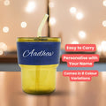 Personalized Leather Sleeve Coffee Tumbler-Blue