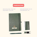 Classy Hardcover Diary + Classic Metal Pen + Classy Leather Metal Keychain + Classy Card Holder - Green
