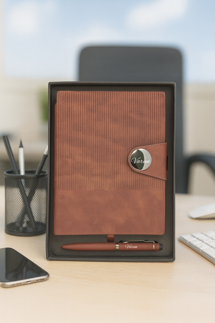 Nexon Flip Diary+ Classic Metal Pen-Brown