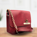 Personalized Nexon Leather Chained Sling Bag - Wine