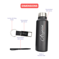 Classic Metal Pen+Classic Leather Metal Keychain+Classic Smart Bottle-Black