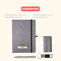 Classy Hardcover Diary + Classic Metal Pen + Classy Leather Metal Keychain + Classy Card Holder - Grey