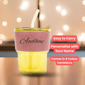 Personalized Leather Sleeve Coffee Tumbler-Peach