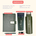 Classy Executive Diary + Classic Metal Pen + Classy Leather Metal Keychain + Classic Smart Bottle  + Stainless Steel Travell Mug - Green