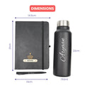 Classy Hardcover Diary + Classic Metal Pen + Classic Smart Bottle - Black