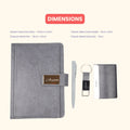 Classy Executive Diary + Classic Metal Pen + Classy Leather Metal Keychain + Classy Card Holder - Grey