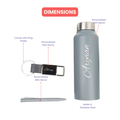 Classic Metal Pen+Classic Leather Metal Keychain+Classic Smart Bottle-Grey