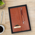 Personalized Vegan Leather Diary with pen-BROWN