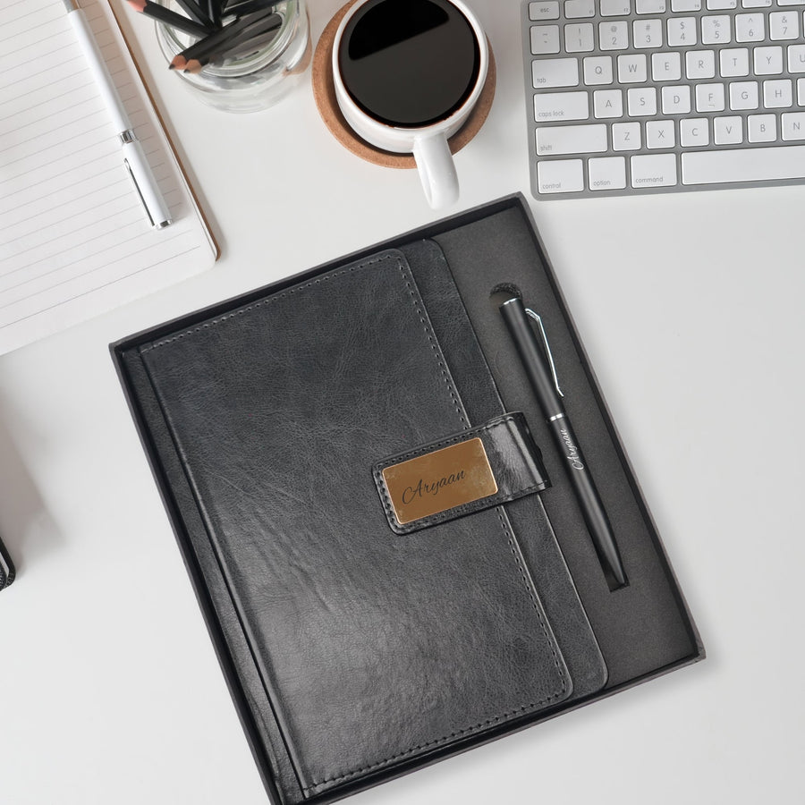 Classy Executive Diary + Classic Metal Pen - Black