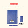 Classy Hardcover Diary + Classic Metal Pen + Classy Leather Metal Keychain + Classy Card Holder - Blue