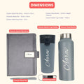 Classy Executive Diary + Classic Metal Pen + Classy Leather Metal Keychain + Classic Smart Bottle  + Stainless Steel Travell Mug - Grey