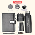 Classy Executive Diary + Classic Metal Pen + Classy Leather Metal Keychain + Classy Card Holder + Classic Smart Bottle  + Stainless Steel Mug - Black