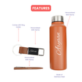 Classic Metal Pen+Classic Leather Metal Keychain+Classic Smart Bottle-TAN