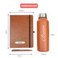 Classy Hardcover Diary + Classic Metal Pen + Classic Smart Bottle - Tan