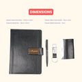 Classy Executive Diary + Classic Metal Pen + Classy Leather Metal Keychain + Classy Card Holder - Black