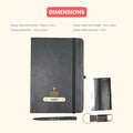 Classy Hardcover Diary + Classic Metal Pen + Classy Leather Metal Keychain + Classy Card Holder - Black