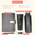 Classy Executive Diary + Classic Metal Pen + Classy Leather Metal Keychain + Classic Smart Bottle  + Stainless Steel Travell Mug - Black