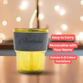 Personalized Leather Sleeve Coffee Tumbler-Grey