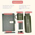 Classy Executive Diary + Classic Metal Pen + Classy Leather Metal Keychain + Classy Card Holder + Classic Smart Bottle  + Stainless Steel Mug - Green