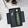 Classic Metal Pen+Classic Leather Metal Keychain+Classic Smart Bottle-Green