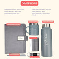 Classy Executive Diary + Classic Metal Pen + Classy Leather Metal Keychain + Classy Card Holder + Classic Smart Bottle  + Stainless Steel Mug - Grey