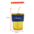 Personalized Leather Sleeve Coffee Tumbler-Blue
