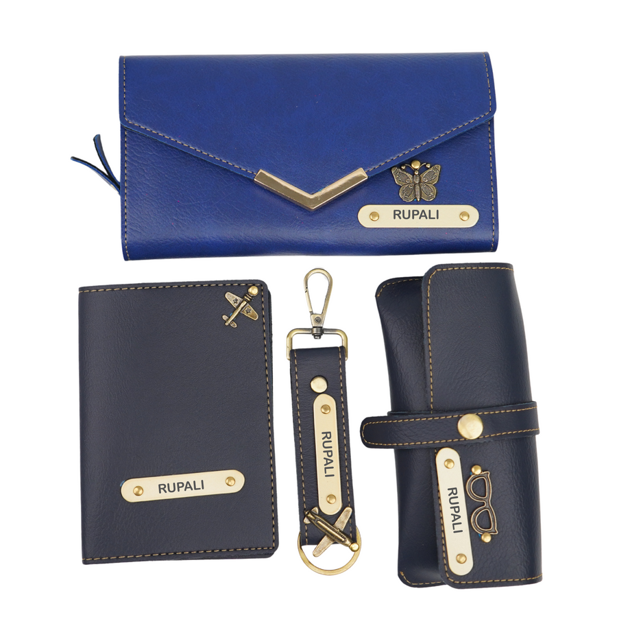 Nexon Ladies 4 Pc Combo (Lady Wallet 1.0, Passport, Eyewear, Keychain) (Royal Blue)