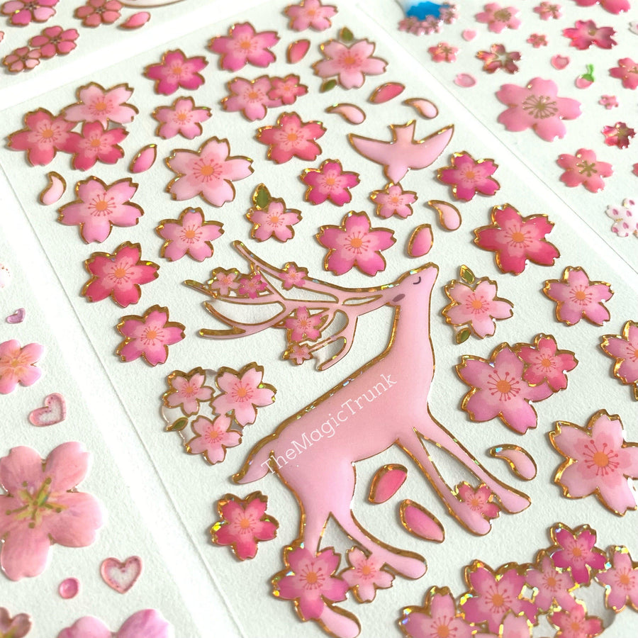 Cherry Blossom Sakura Journaling Scrapbooking Sticker Sheet ( 1 Sheet )
