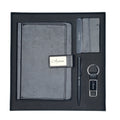 Classy Executive Diary + Classic Metal Pen + Classy Leather Metal Keychain + Classy Card Holder - Black