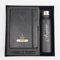 Classy Hardcover Diary + Classic Metal Pen + Classic Smart Bottle - Black