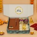 "Personalized Diwali Gift Hamper 1.0-TAN✨ Diary with Pen, Almond & Kaju Jars, Laxmi Ganesh Diya, Designer Box | Customizable Gift Hamper for Festive & Corporate Gifting 🎁