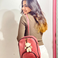 Classy Leather Customized Teddy Multipurpose Bag - Peach
