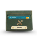 Classy Leather Customised Unisex Card Wallet - Olive Green