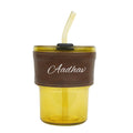 Personalized Leather Sleeve Coffee Tumbler-Brown