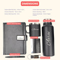 Classy Executive Diary + Classic Metal Pen + Classy Leather Metal Keychain + Classy Card Holder + Classic Smart Bottle  + Stainless Steel Mug - Black