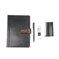 Classy Executive Diary + Classic Metal Pen + Classy Leather Metal Keychain + Classy Card Holder - Black