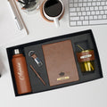 Classy Hardcover Diary + Classic Metal Pen + Classy Leather Metal Keychain + Classic Smart Bottle  +  Leather Sleeve Coffee Tumbler -TAN