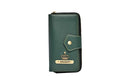 Personalised Zip Around Lady Wallet | Embossed with Name & Charm (Olive Green)