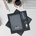 Classy Hardcover Diary + Classic Metal Pen + Classy Leather Metal Keychain + Classy Card Holder - Black
