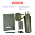 Classy Hardcover Diary + Classic Metal Pen + Classy Leather Metal Keychain + Classy Card Holder + Classic Smart Bottle  + Stainless Steel Mug - Green