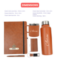 Classy Hardcover Diary + Classic Metal Pen + Classy Leather Metal Keychain + Classy Card Holder + Classic Smart Bottle  + Stainless Steel Mug - TANN