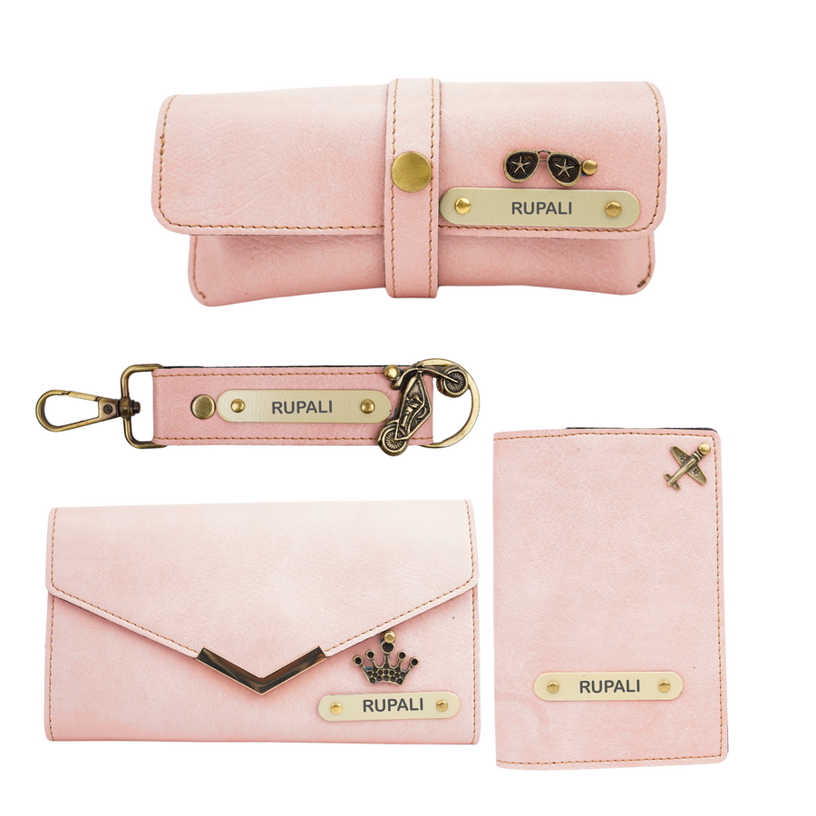 Nexon Ladies 4 Pc Combo (Lady Wallet 1.0, Passport, Eyewear, Keychain)  (Pink)