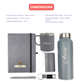 Classy Hardcover Diary + Classic Metal Pen + Classy Leather Metal Keychain + Classy Card Holder + Classic Smart Bottle  + Stainless Steel Mug - Grey